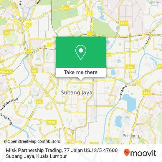 Peta Misk Partnership Trading, 77 Jalan USJ 2 / 5 47600 Subang Jaya