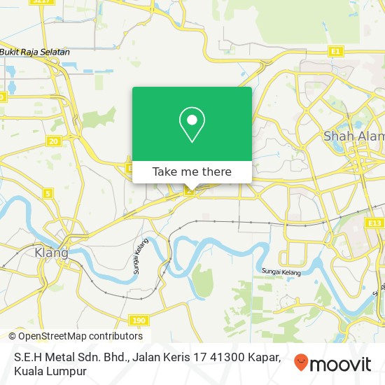 Peta S.E.H Metal Sdn. Bhd., Jalan Keris 17 41300 Kapar