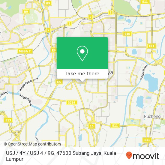 Peta USJ / 4Y / USJ 4 / 9G, 47600 Subang Jaya