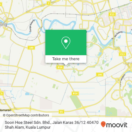 Peta Soon Hoe Steel Sdn. Bhd., Jalan Karas 36 / 12 40470 Shah Alam