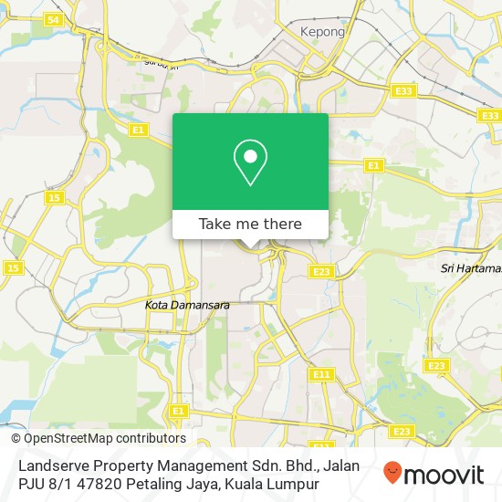 Landserve Property Management Sdn. Bhd., Jalan PJU 8 / 1 47820 Petaling Jaya map