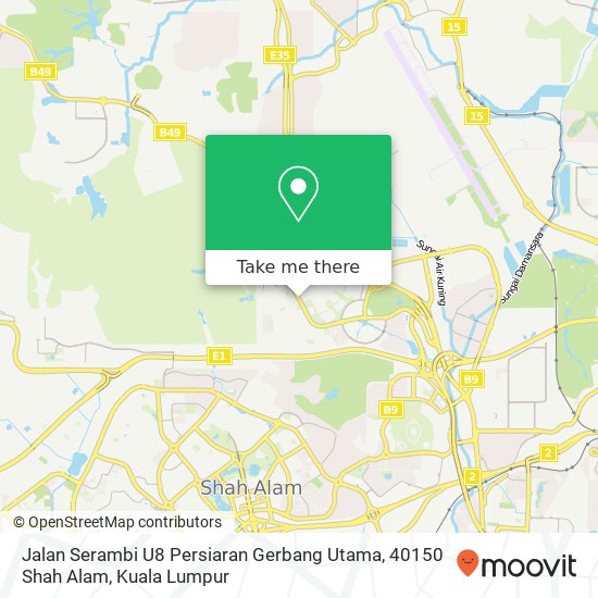 Peta Jalan Serambi U8 Persiaran Gerbang Utama, 40150 Shah Alam