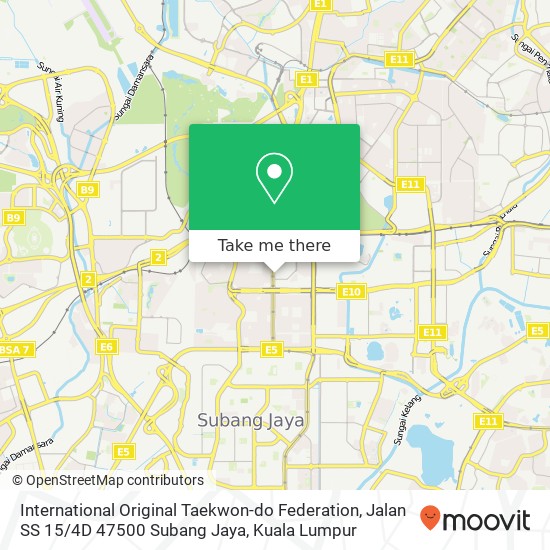 Peta International Original Taekwon-do Federation, Jalan SS 15 / 4D 47500 Subang Jaya