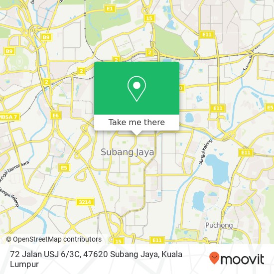 Peta 72 Jalan USJ 6 / 3C, 47620 Subang Jaya