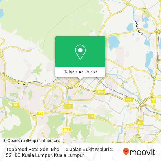 Peta Topbreed Pets Sdn. Bhd., 15 Jalan Bukit Maluri 2 52100 Kuala Lumpur