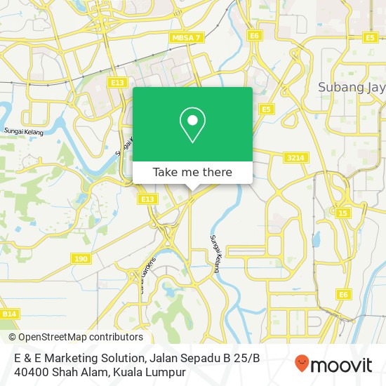 Peta E & E Marketing Solution, Jalan Sepadu B 25 / B 40400 Shah Alam