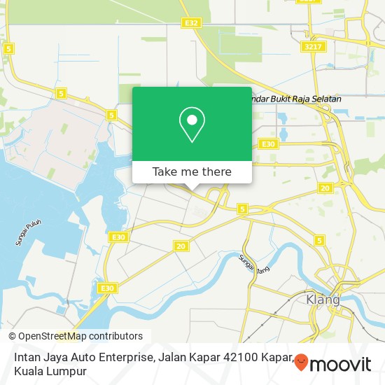 Peta Intan Jaya Auto Enterprise, Jalan Kapar 42100 Kapar