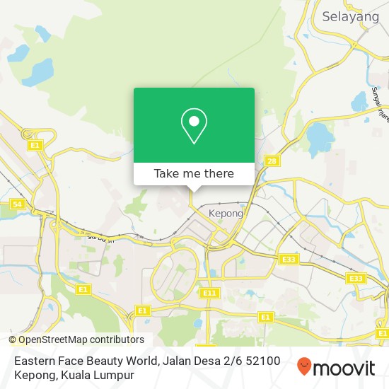 Peta Eastern Face Beauty World, Jalan Desa 2 / 6 52100 Kepong