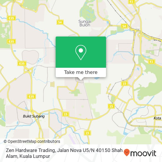 Peta Zen Hardware Trading, Jalan Nova U5 / N 40150 Shah Alam