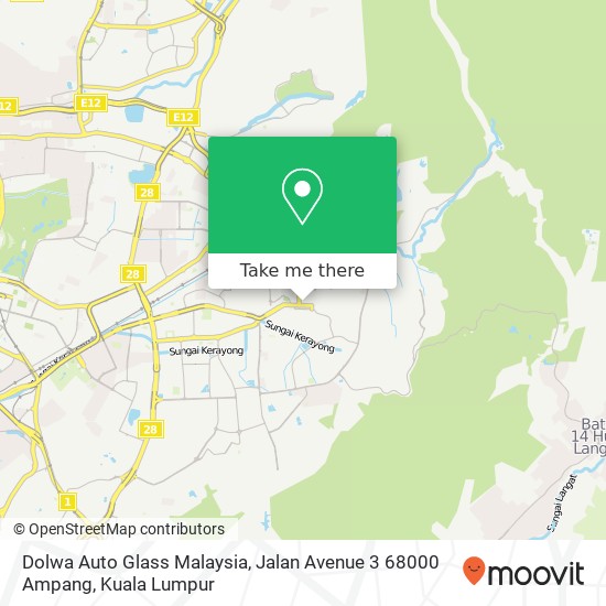 Peta Dolwa Auto Glass Malaysia, Jalan Avenue 3 68000 Ampang
