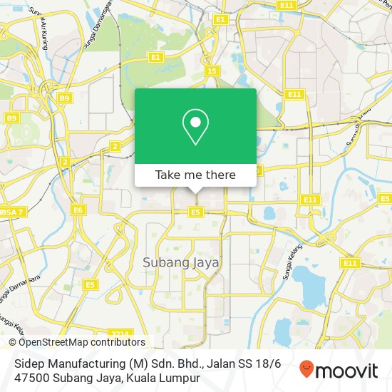 Sidep Manufacturing (M) Sdn. Bhd., Jalan SS 18 / 6 47500 Subang Jaya map