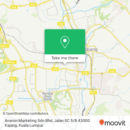 Aceron Marketing Sdn Bhd, Jalan SC 5 / B 43000 Kajang map