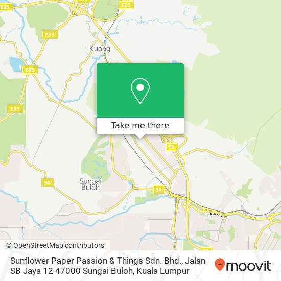 Peta Sunflower Paper Passion & Things Sdn. Bhd., Jalan SB Jaya 12 47000 Sungai Buloh