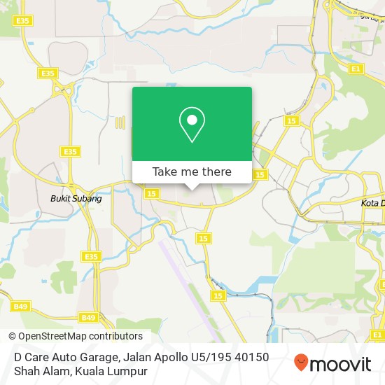 D Care Auto Garage, Jalan Apollo U5 / 195 40150 Shah Alam map