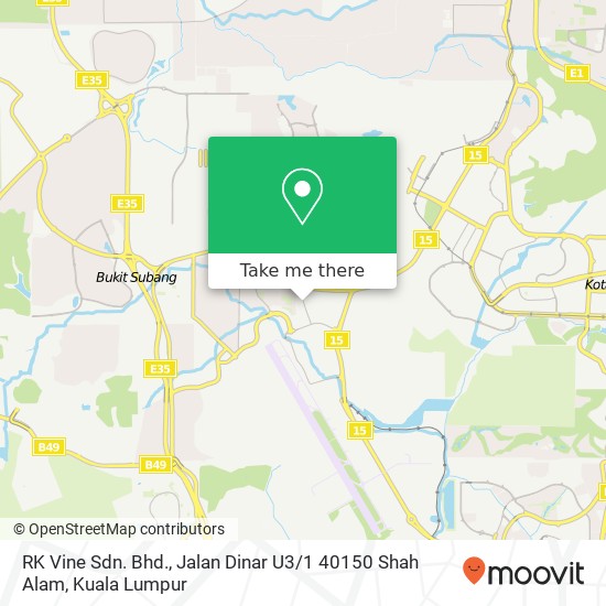 Peta RK Vine Sdn. Bhd., Jalan Dinar U3 / 1 40150 Shah Alam