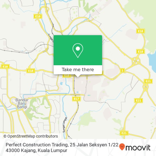 Perfect Construction Trading, 25 Jalan Seksyen 1 / 22 43000 Kajang map