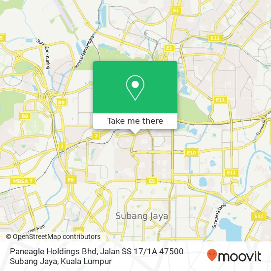 Paneagle Holdings Bhd, Jalan SS 17 / 1A 47500 Subang Jaya map