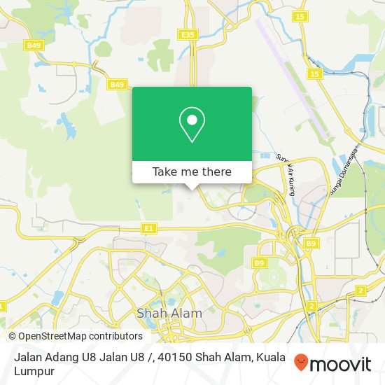 Peta Jalan Adang U8 Jalan U8 /, 40150 Shah Alam