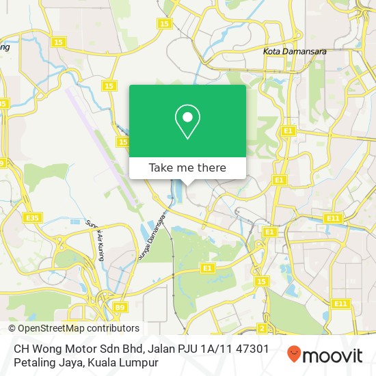 CH Wong Motor Sdn Bhd, Jalan PJU 1A / 11 47301 Petaling Jaya map