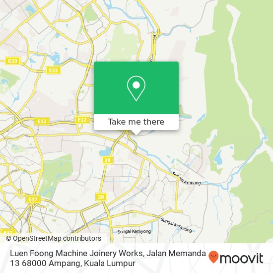 Luen Foong Machine Joinery Works, Jalan Memanda 13 68000 Ampang map