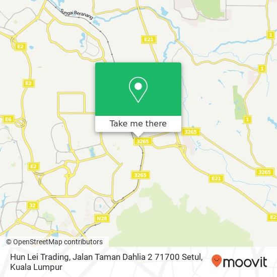 Hun Lei Trading, Jalan Taman Dahlia 2 71700 Setul map