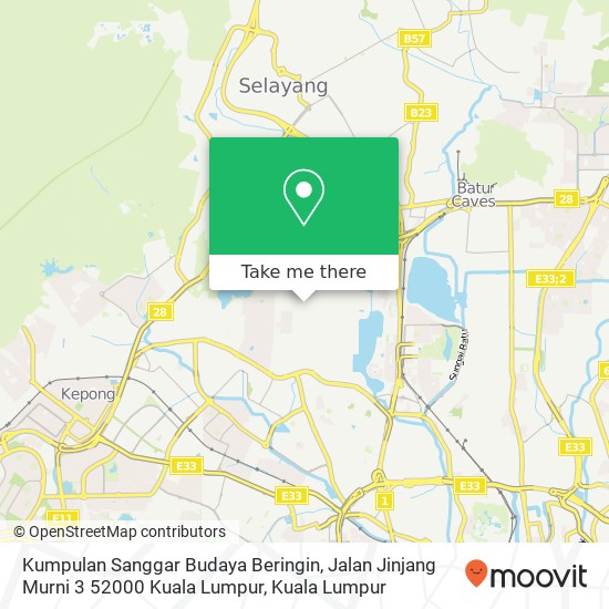 Peta Kumpulan Sanggar Budaya Beringin, Jalan Jinjang Murni 3 52000 Kuala Lumpur