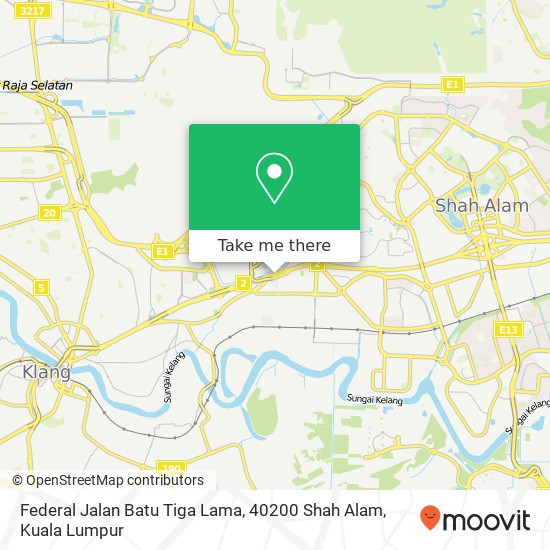Peta Federal Jalan Batu Tiga Lama, 40200 Shah Alam
