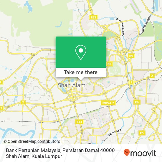 Peta Bank Pertanian Malaysia, Persiaran Damai 40000 Shah Alam