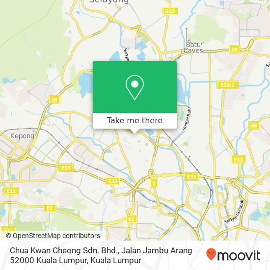 Chua Kwan Cheong Sdn. Bhd., Jalan Jambu Arang 52000 Kuala Lumpur map