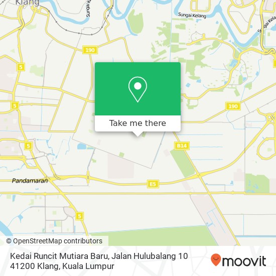 Peta Kedai Runcit Mutiara Baru, Jalan Hulubalang 10 41200 Klang