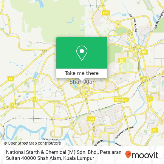 Peta National Starth & Chemical (M) Sdn. Bhd., Persiaran Sultan 40000 Shah Alam