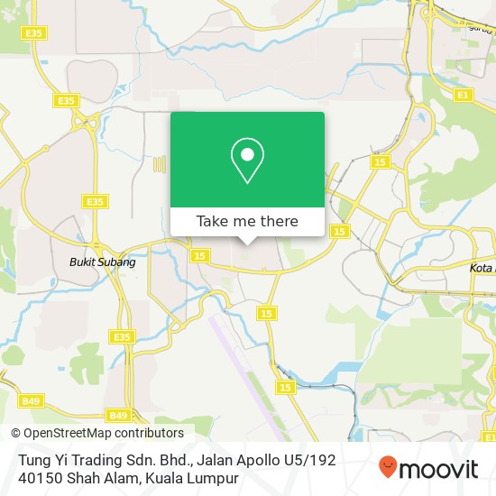 Tung Yi Trading Sdn. Bhd., Jalan Apollo U5 / 192 40150 Shah Alam map