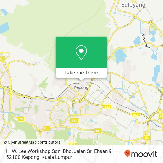 Peta H. W. Lee Workshop Sdn. Bhd, Jalan Sri Ehsan 9 52100 Kepong