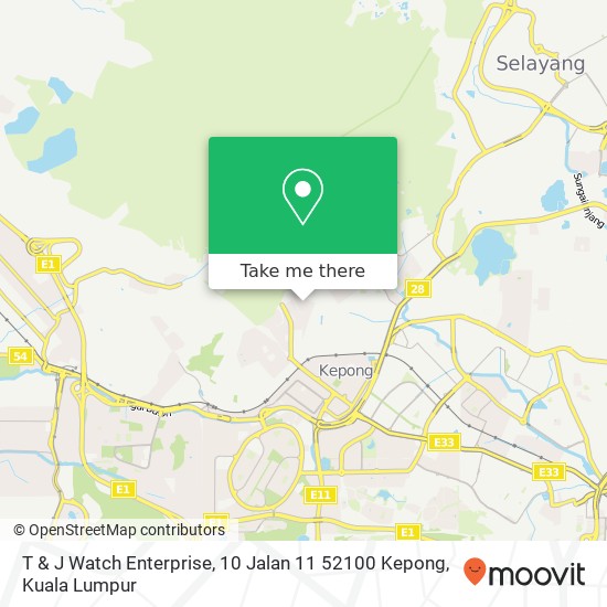 Peta T & J Watch Enterprise, 10 Jalan 11 52100 Kepong