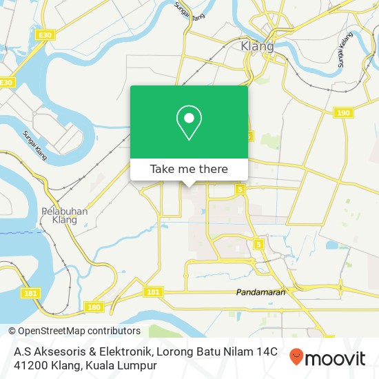 Peta A.S Aksesoris & Elektronik, Lorong Batu Nilam 14C 41200 Klang