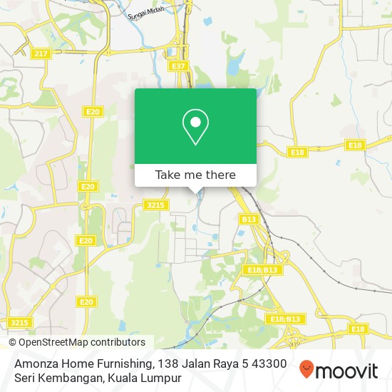 Peta Amonza Home Furnishing, 138 Jalan Raya 5 43300 Seri Kembangan