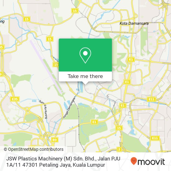 JSW Plastics Machinery (M) Sdn. Bhd., Jalan PJU 1A / 11 47301 Petaling Jaya map