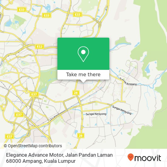 Peta Elegance Advance Motor, Jalan Pandan Laman 68000 Ampang