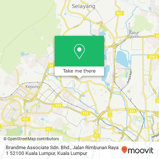 Peta Brandme Associate Sdn. Bhd., Jalan Rimbunan Raya 1 52100 Kuala Lumpur