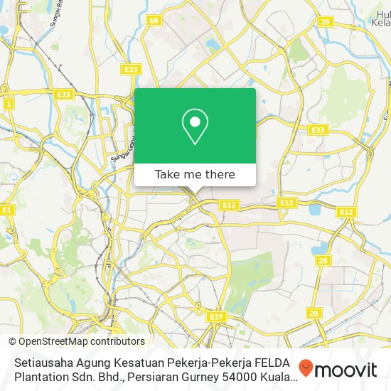 Peta Setiausaha Agung Kesatuan Pekerja-Pekerja FELDA Plantation Sdn. Bhd., Persiaran Gurney 54000 Kuala Lumpur