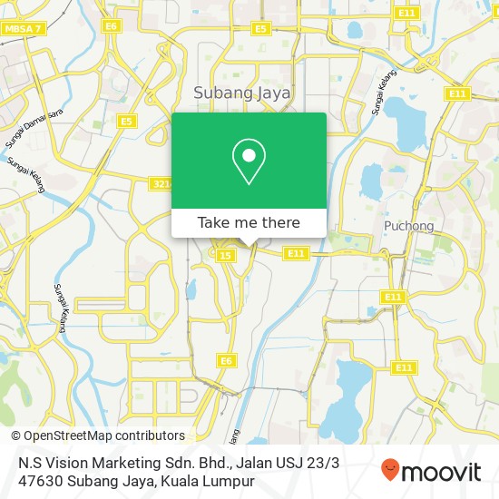Peta N.S Vision Marketing Sdn. Bhd., Jalan USJ 23 / 3 47630 Subang Jaya