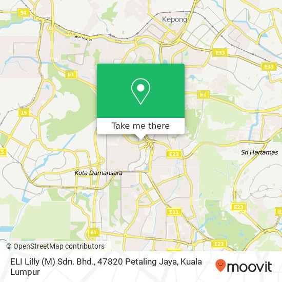 Peta ELI Lilly (M) Sdn. Bhd., 47820 Petaling Jaya