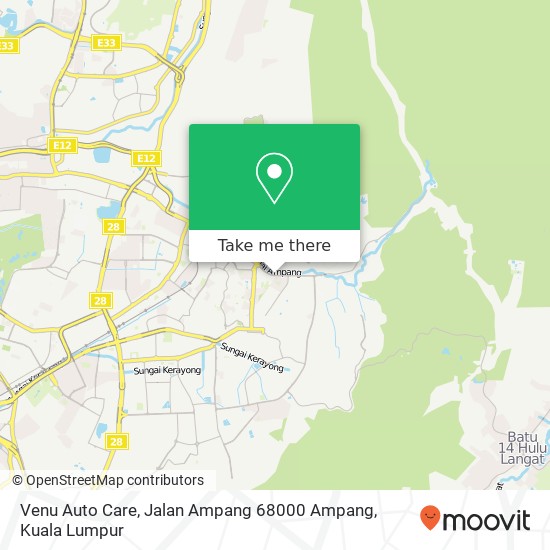 Peta Venu Auto Care, Jalan Ampang 68000 Ampang