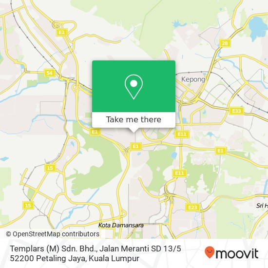 Peta Templars (M) Sdn. Bhd., Jalan Meranti SD 13 / 5 52200 Petaling Jaya