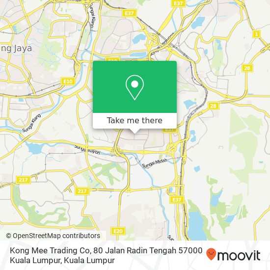 Kong Mee Trading Co, 80 Jalan Radin Tengah 57000 Kuala Lumpur map