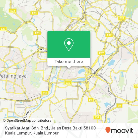 Peta Syarikat Atari Sdn. Bhd., Jalan Desa Bakti 58100 Kuala Lumpur