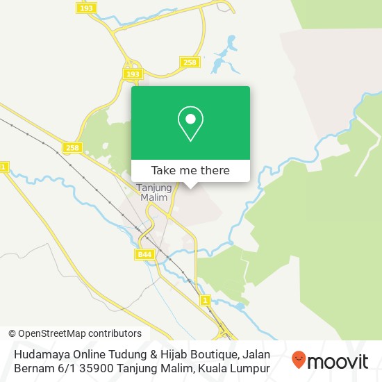 Peta Hudamaya Online Tudung & Hijab Boutique, Jalan Bernam 6 / 1 35900 Tanjung Malim