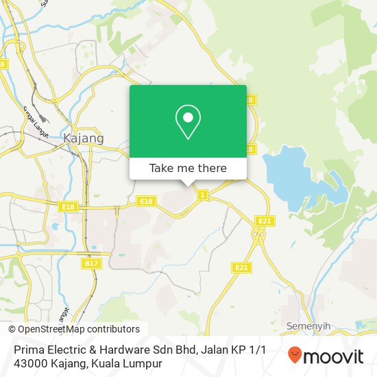 Prima Electric & Hardware Sdn Bhd, Jalan KP 1 / 1 43000 Kajang map