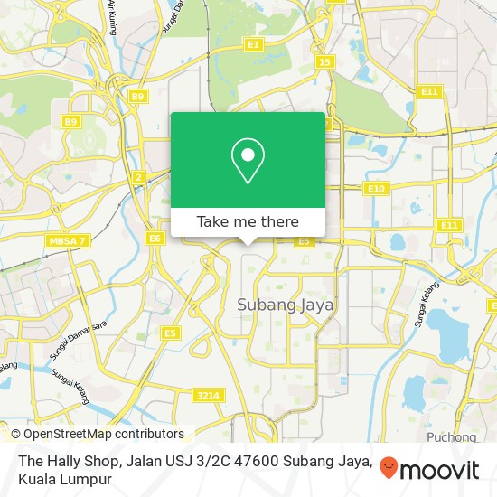 Peta The Hally Shop, Jalan USJ 3 / 2C 47600 Subang Jaya