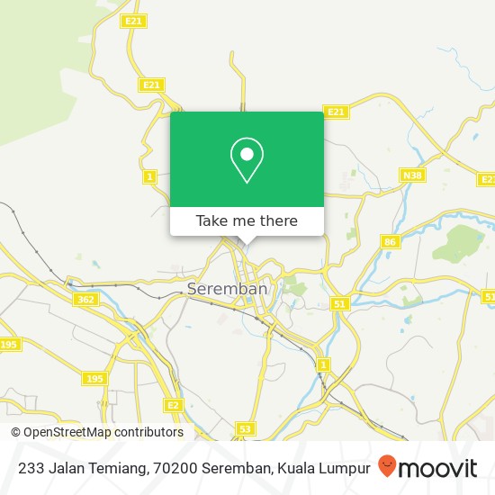Peta 233 Jalan Temiang, 70200 Seremban